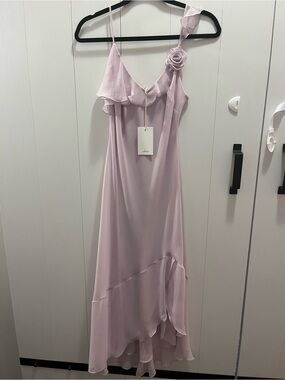 Aritzia Lilac Asymmetrical Slip Dress with Rosette Strap